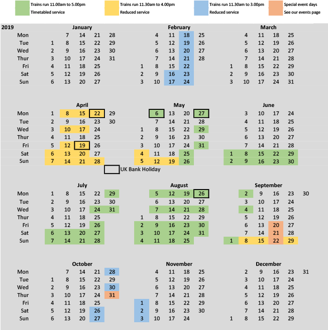 Running Days | Bentley Miniature Railway Opening Days